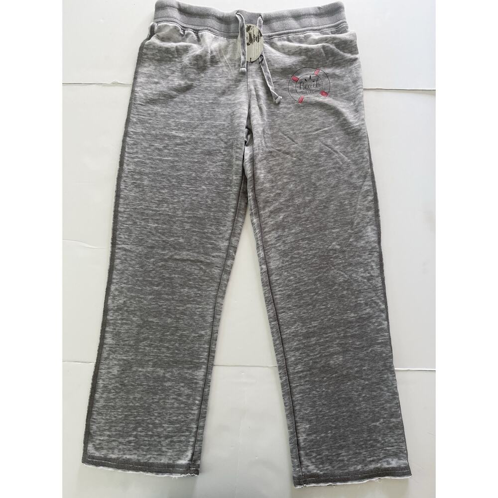 ZEN By J. America Pants Women L Cement Gray Fleece Beach Life Sweatpants Lounge